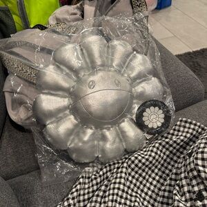 Silver Flower Plush Pillow (two)